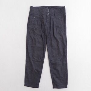 Prana Women Lizbeth Gray Pleated Cropped Ankle Stretch Capri Pant Tapered Hemp 4